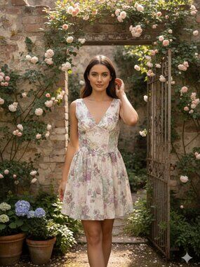 NEW AROSE STUDIO Grace Sleeveless Floral Corset Waist Mini Dress